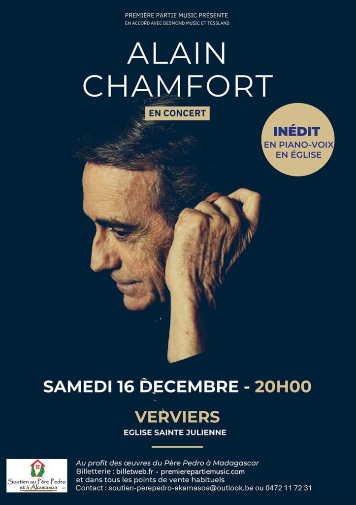 Affiche du concert d'Alain Chamfort à Verviers, Sainte-Julienne 2023